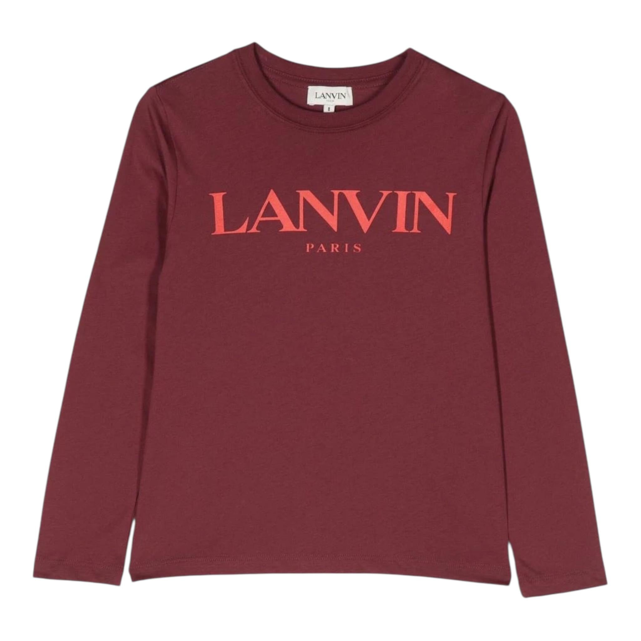 LANVIN shirt girocollo tinta unita cn logo Bordeaux per Bambino N25145 BORDEAUX LANVIN 