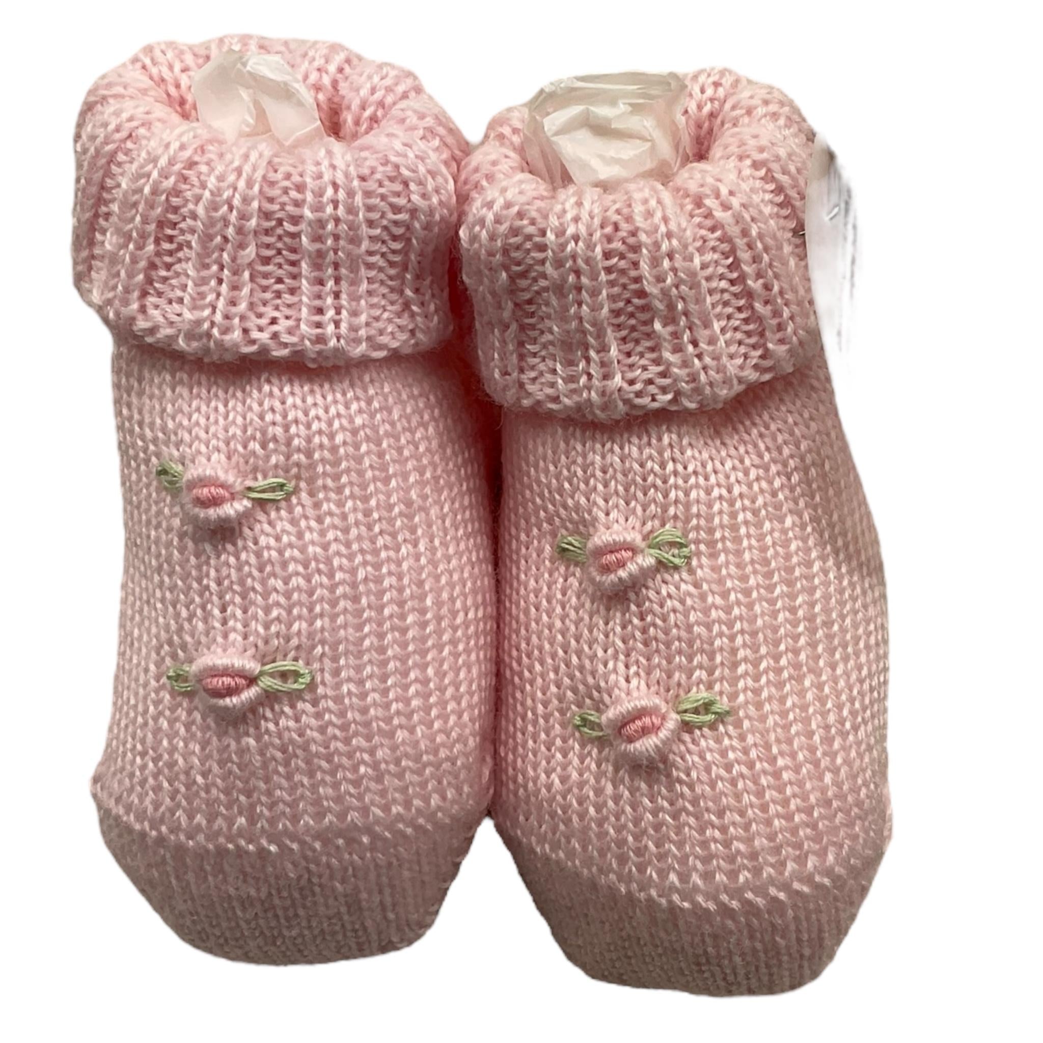 BABY LORD babbucce tinta unita con ricami in contrasto Rosa per Neonata 700 ROSA BABY LORD 