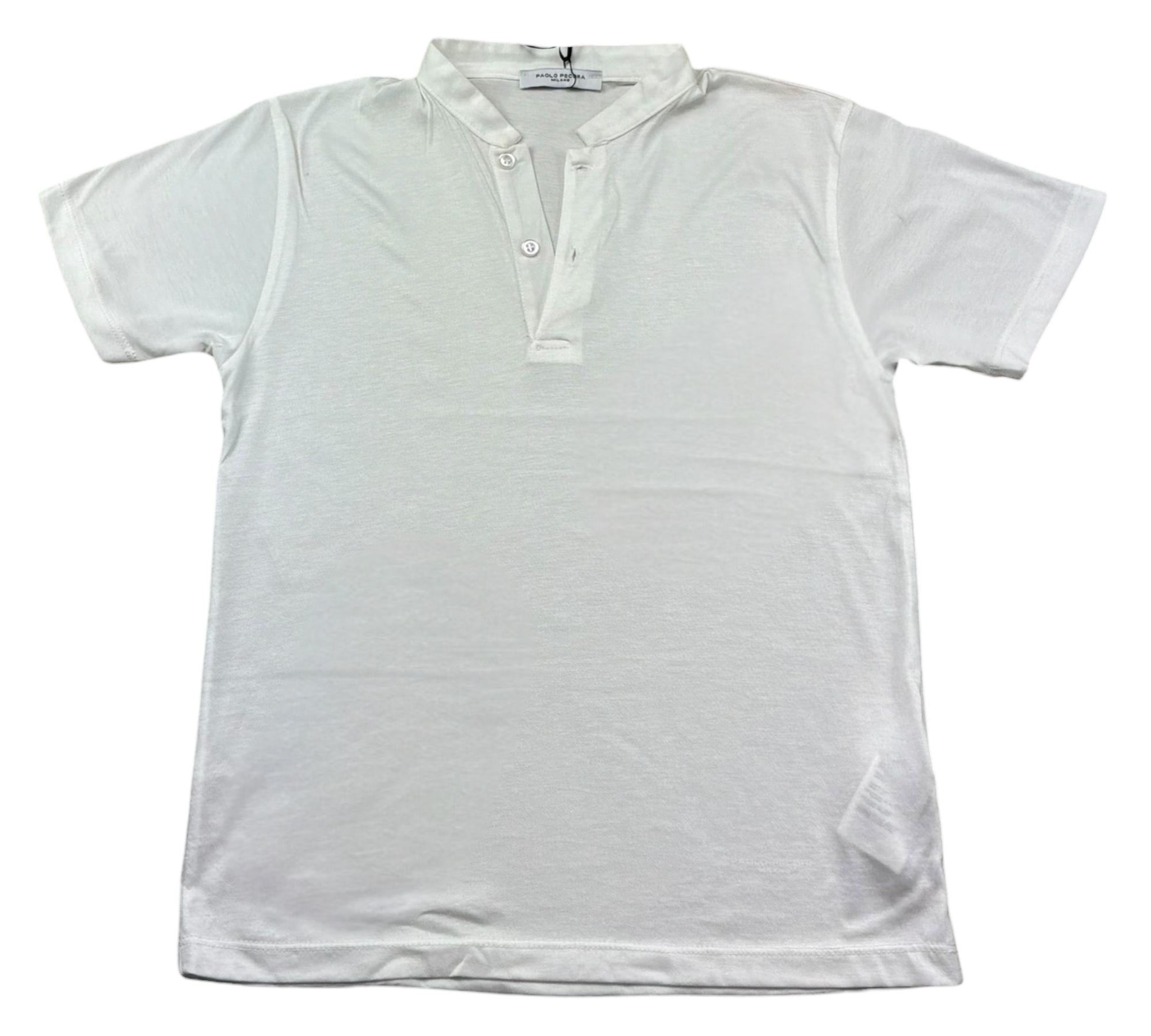 Paolo Pecora T-Shirt Girocollo Tinta Unita con Bottoni per Bambino PP4240 BIANCO PAOLO PECORA 