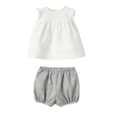 The Owl Complete 2 Piece Shirt-Pants Two-Tone White/Grey For Baby Girl