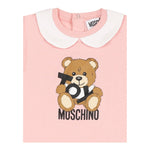 Moschino Pagliaccetto Tinta Unita con Stampa per Neonata MUT049 ROSA MOSCHINO 