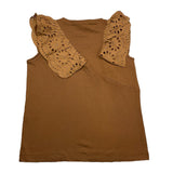 Mariuccia Plain Brown Ruffled Tank Top For Girls