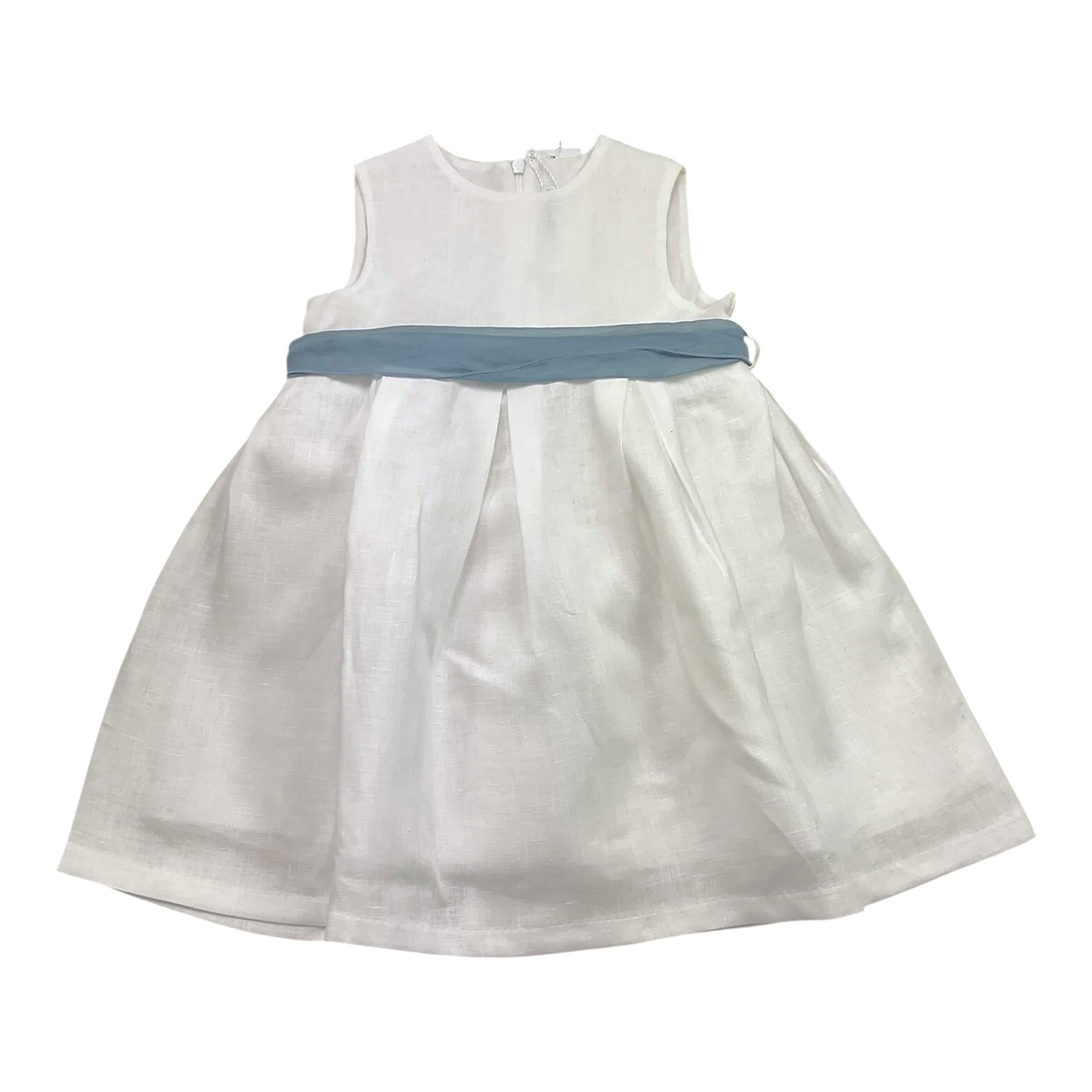 Barcellino Abito Tinta Unita Giromanica con Cintura per Bambina 120918 BIANCO BARCELLINO 