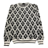 DANIELE ALESSANDRINI maglia girocollo tinta unita con fantasia rombi Bianco/nero per Bambino 1291W00047JX BIANCO/NERO DANIELE ALESSANDRINI 