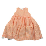 Caffe' D'Orzo Abito Tinta Unita con Fantasia A Quadri Giromanica per Bambina ZW1B02J ARANCIONE CAFFE' D'ORZO 
