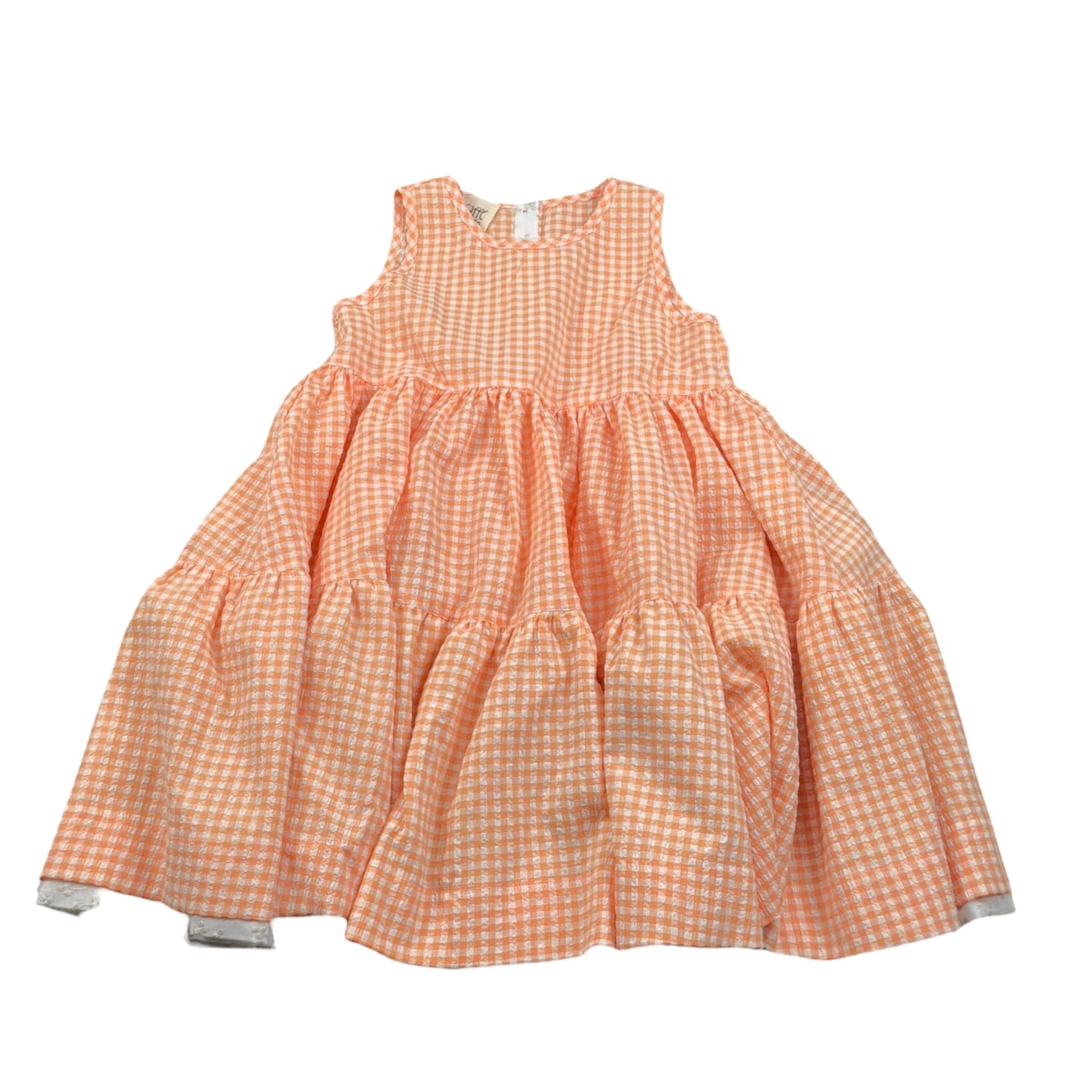 Caffe' D'Orzo Abito Tinta Unita con Fantasia A Quadri Giromanica per Bambina ZW1B02J ARANCIONE CAFFE' D'ORZO 