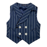 Emanuel Pris Solid Color Vest With Blue Stripe Pattern For Boys