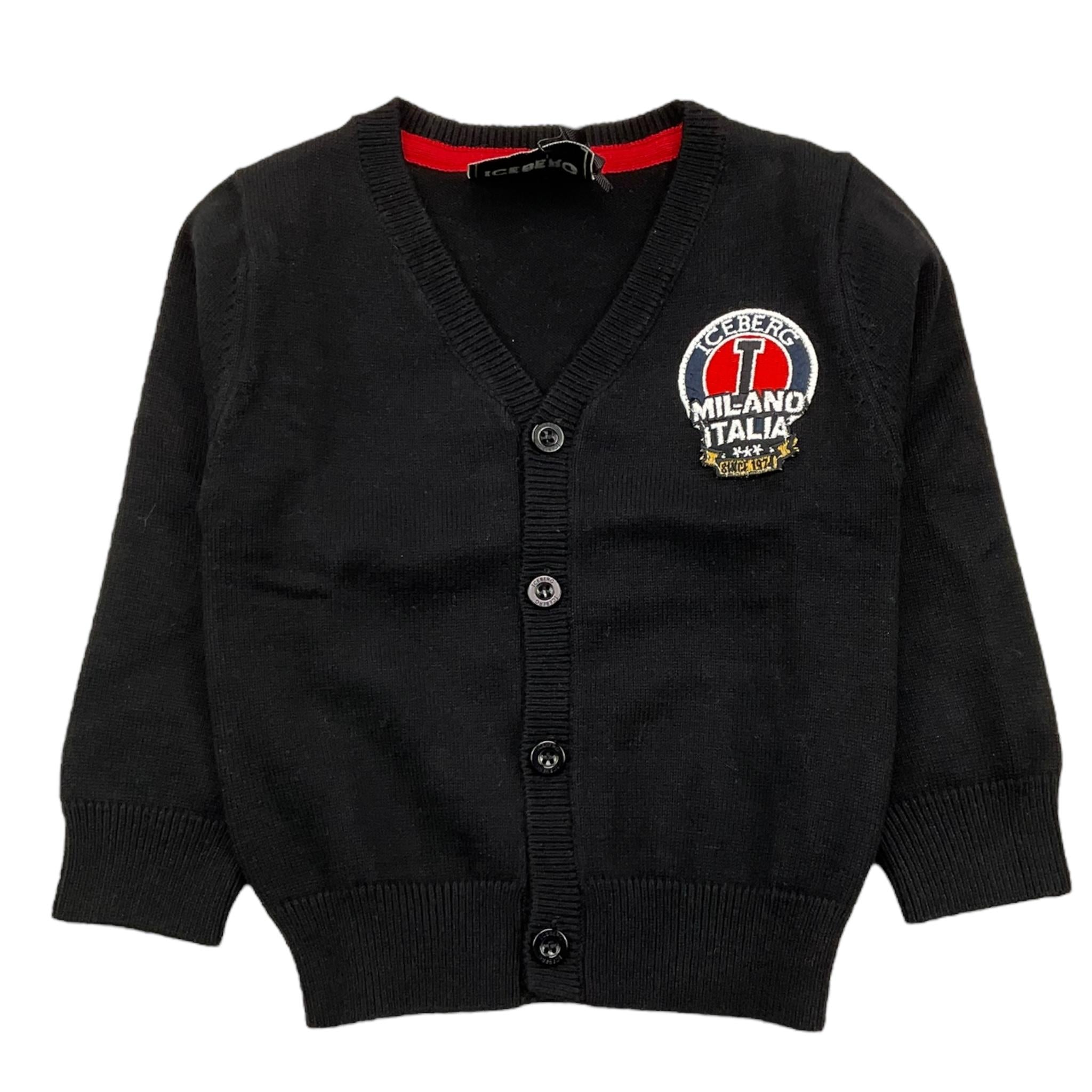 ICEBERG cardigan scollo a v tinta unita cn applicazioni Nero per Neonato MGICE5313B NERO ICEBERG 