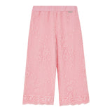 Liu Jo Plain Palazzo Pants With Pink Embroidery For Girls