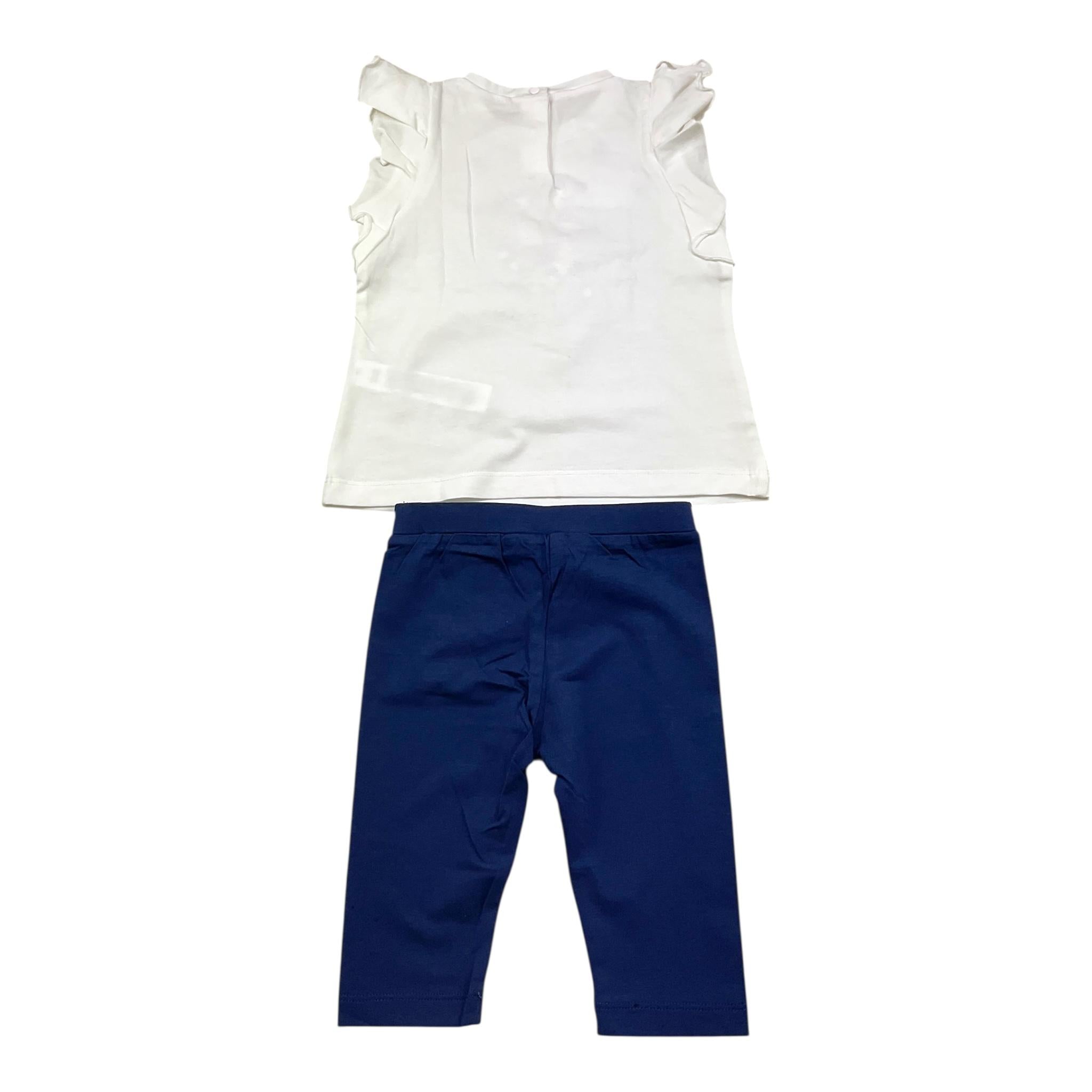 Liu Jo Completo 2 Pezzi Bicolore T-Shirt-Leggins per Neonata HA5035 BIANCO/BLU LIU JO 