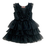 Aniye By Girl Black Tulle Solid Color Sleeveless Dress For Girls