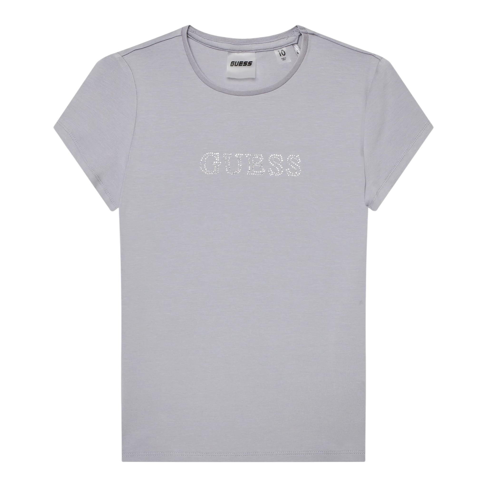 GUESS t-shirt girocollo tinta unita con stampa logo Lilla per Bambina J4RI49J1314 LILLA GUESS 