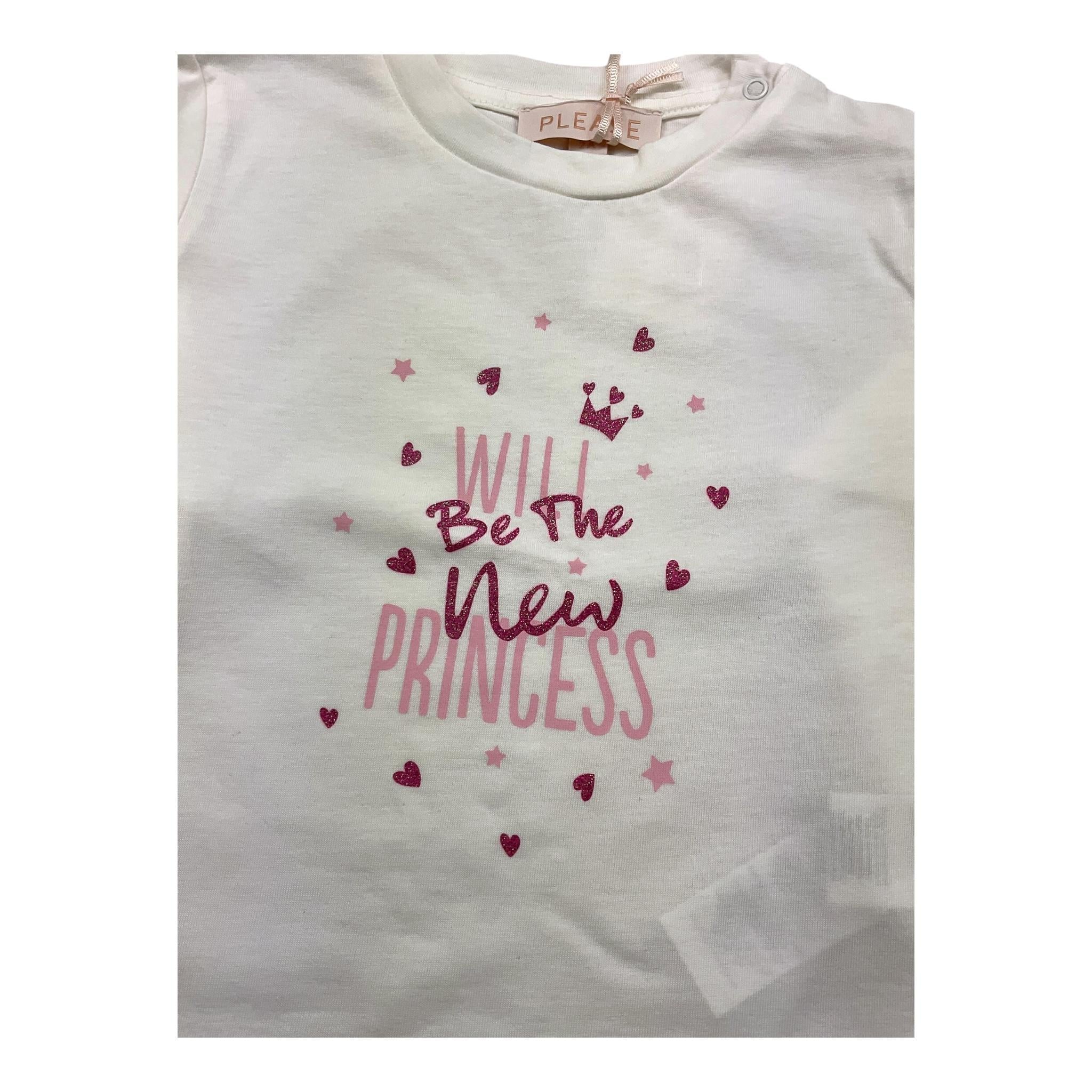PLEASE shirt girocollo tinta unita cn stampa  Bianco per Neonata ML23030G65 BIANCO PLEASE 