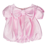 Miss Grant Solid Color Top with Pink Bow for Girls