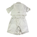 Baby A. Complete 4 Piece Shirt Body-Vest-Bermuda-Bow Ties White For Newborn