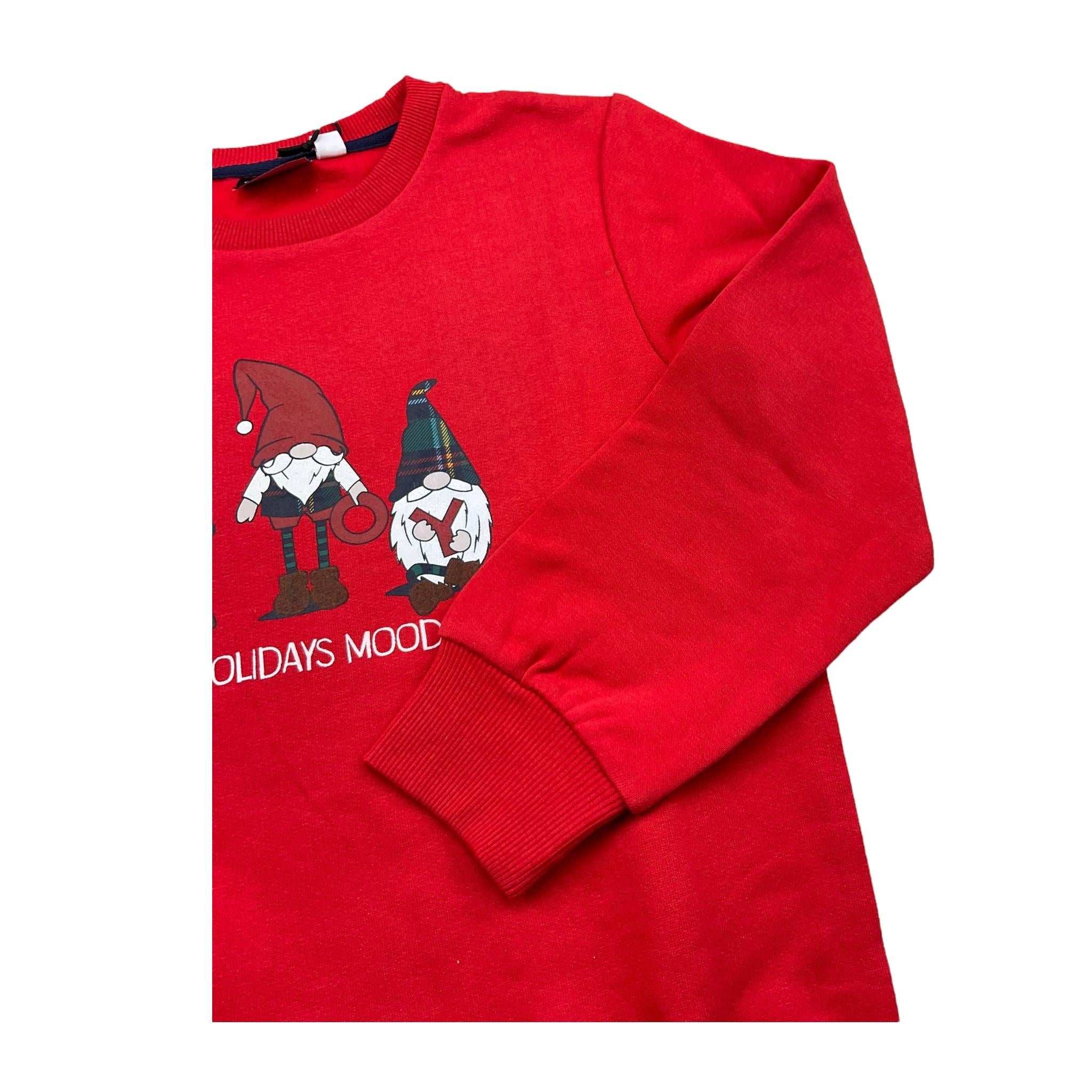 SARABANDA felpa girocollo tinta unita con stampa gnomi Rosso per Bambino 0A151J ROSSO SARABANDA 