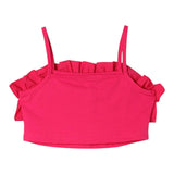 Twinset Solid Color Strapless Top With Fuchsia Ruffles For Girls