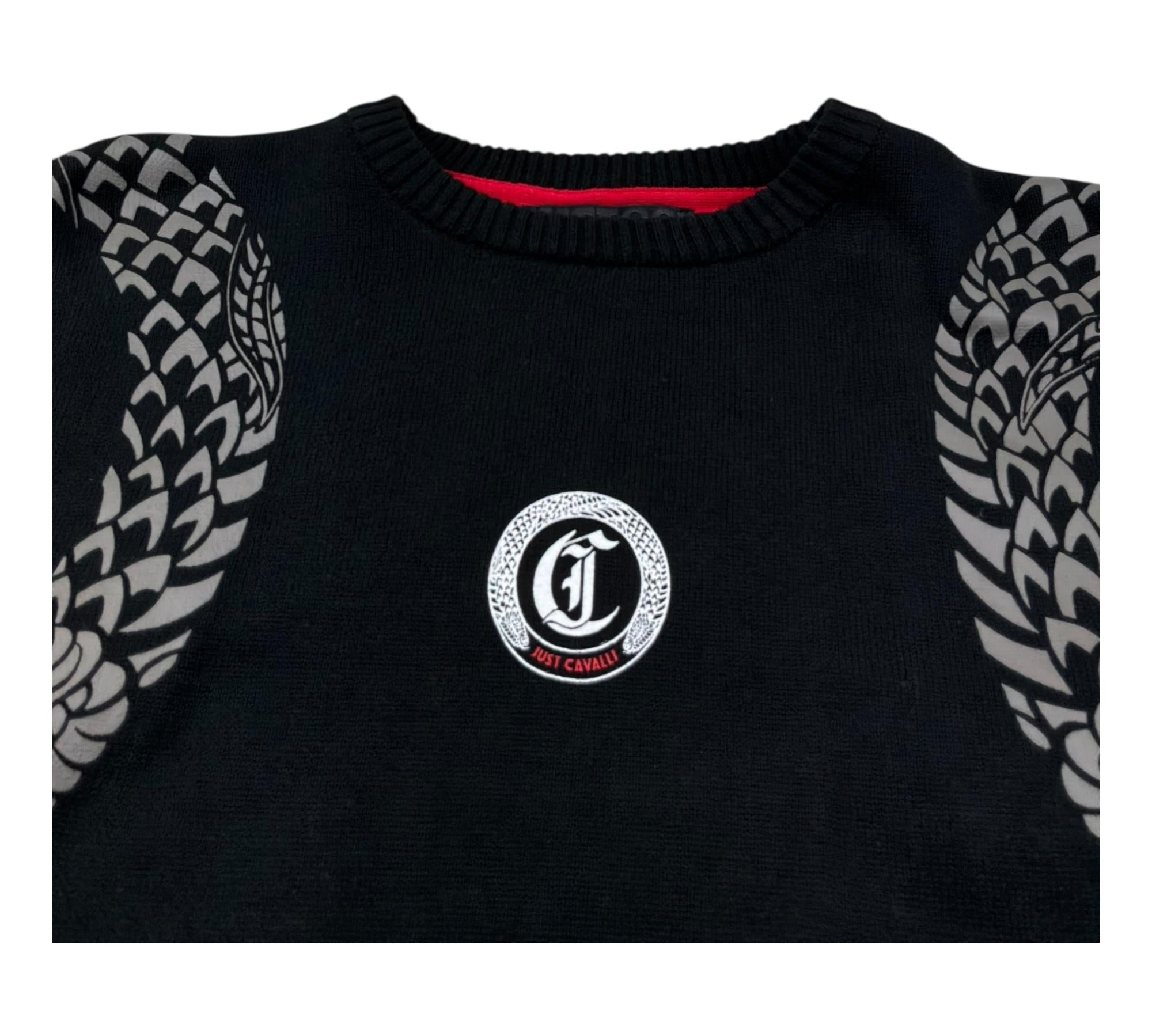 Just Cavalli Maglia Girocollo Tinta Unita con Stampa per Bambina JBP26032FE NERO JUST CAVALLI 