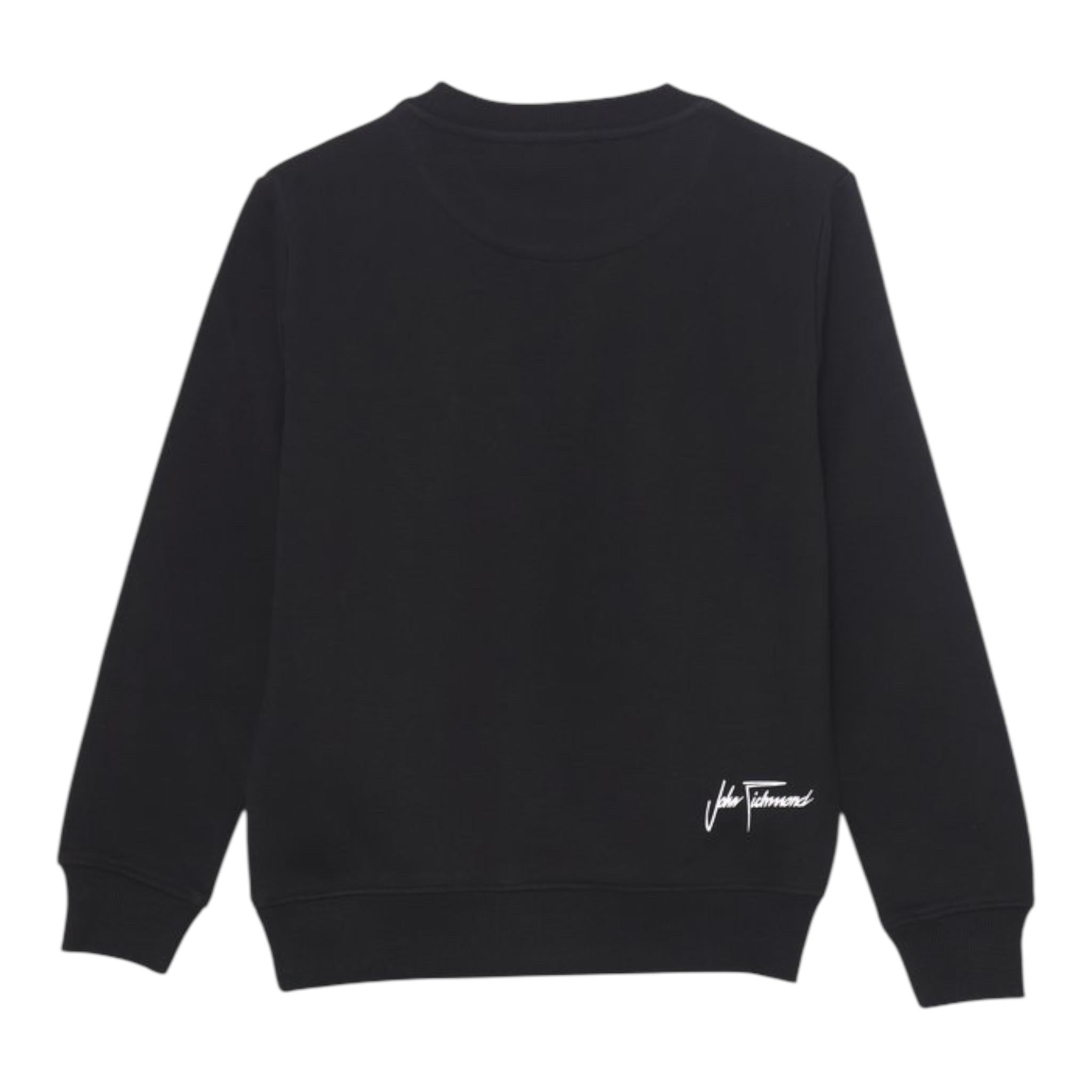 JOHN RICHMOND felpa chiusa girocollo tinta unita con logo Nero per Bambino RBA24047FE NERO JOHN RICHMOND 