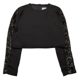 ICEBERG camicia manica lunga tinta unita con profili maniche paillettate Nero per Bambina TSICE53562J NERO ICEBERG 