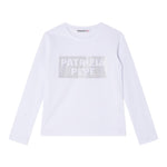 Patrizia Pepe Shirt Girocollo Tinta Unita con Brillantini per Bambina 7M0828 BIANCO PATRIZIA PEPE 