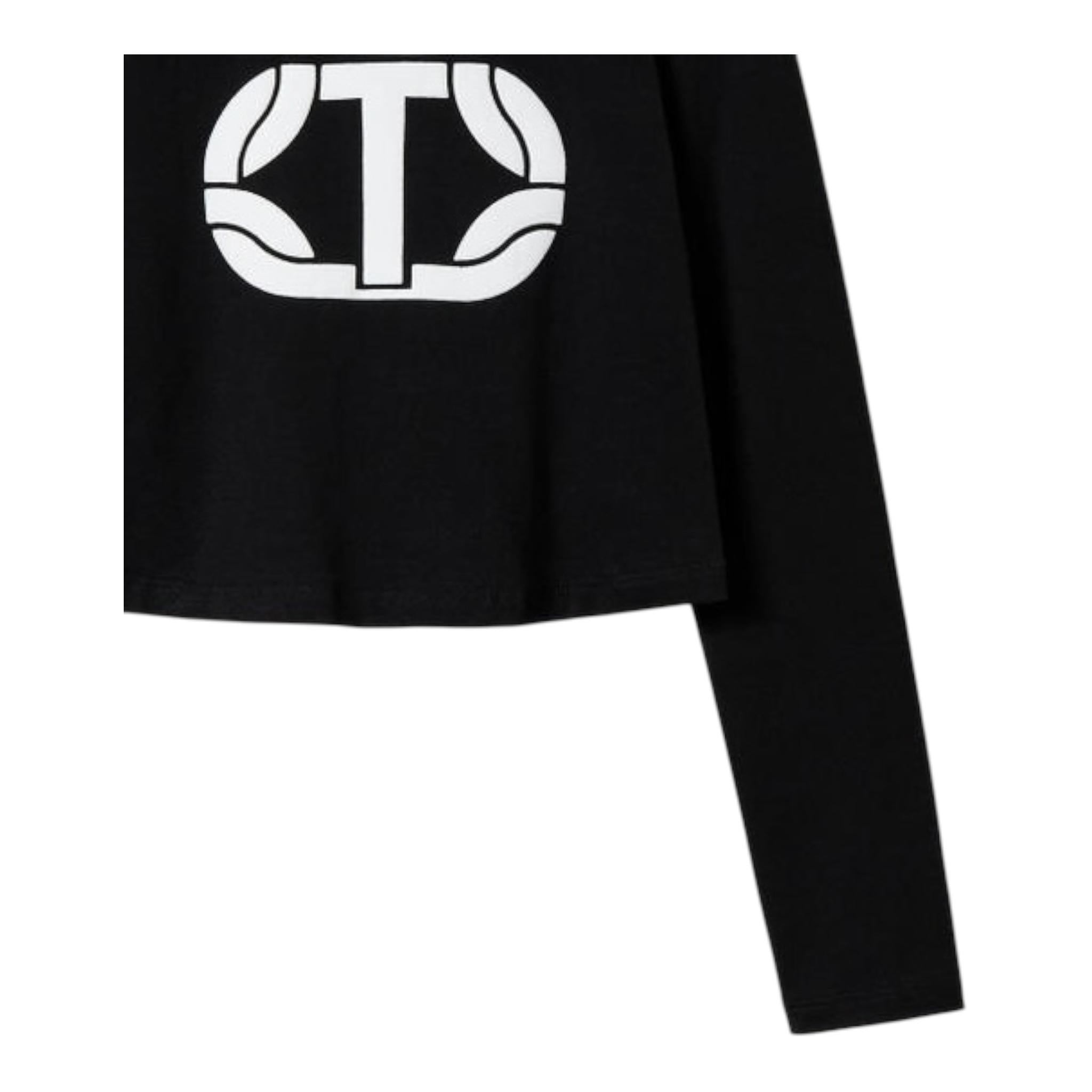 TWINSET shirt girocollo tinta unita con stampa Nero per Bambina 242GJ2032XX NERO TWINSET 