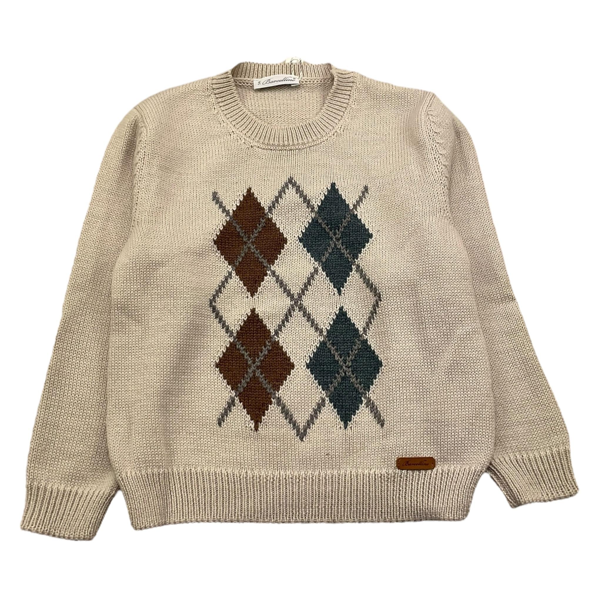BARCELLINO maglia girocollo tinta unita cn rombi Beige per Bambino 115407J BEIGE BARCELLINO 