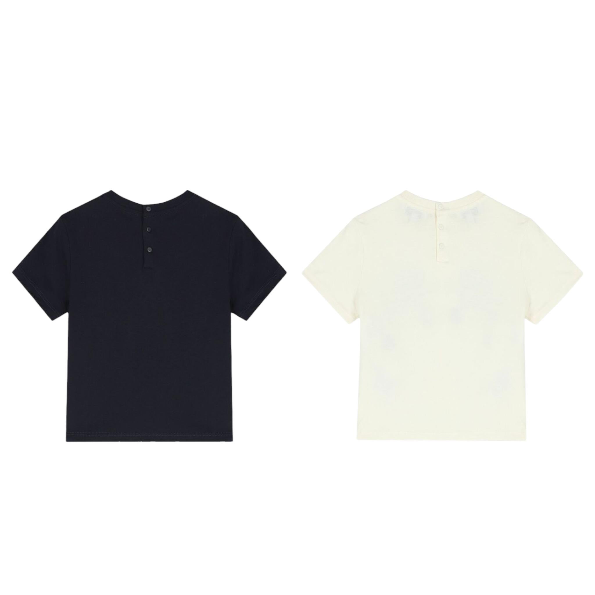 Emporio Armani Set T-Shirt Bicolore per Neonato 3DHDJ1 PANNA/BLU EMPORIO ARMANI 