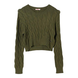 LIU JO maglia girocollo tinta unita con trecce Verde per Bambina GF4214 VERDE LIU JO 