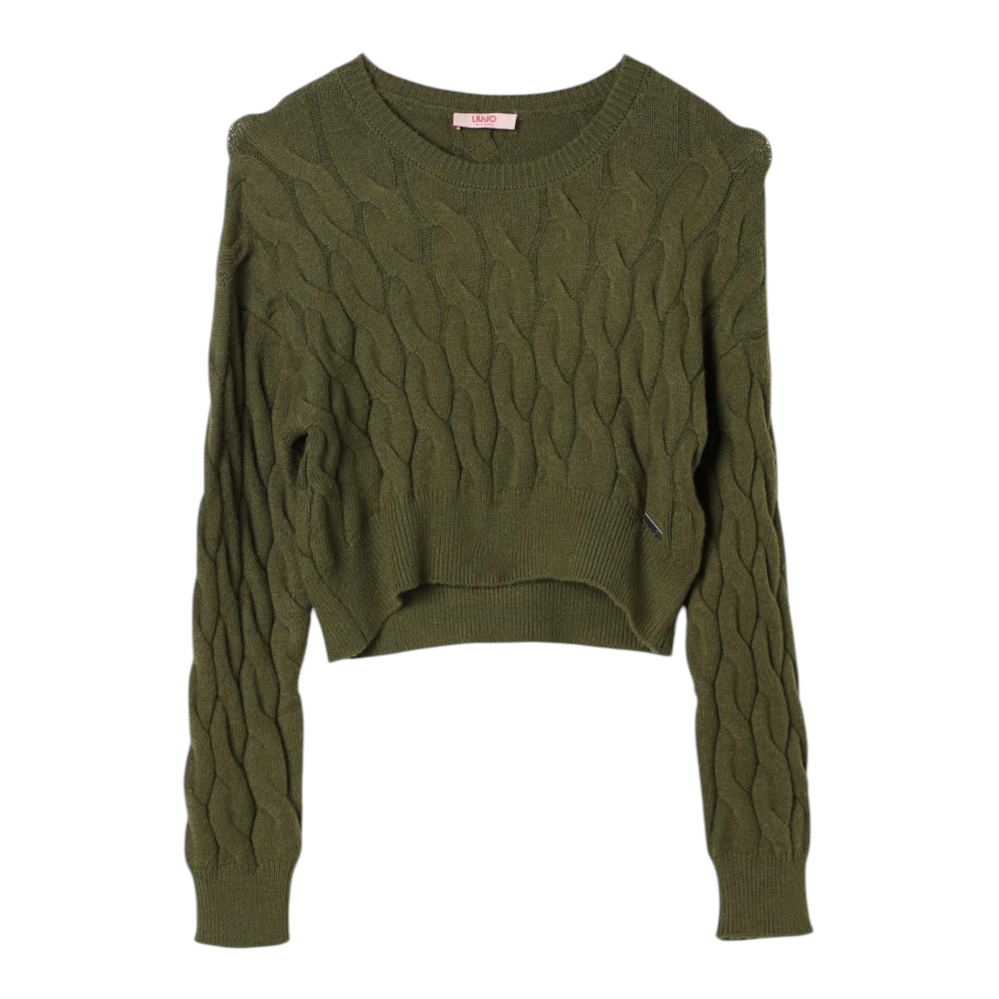 LIU JO maglia girocollo tinta unita con trecce Verde per Bambina GF4214 VERDE LIU JO 