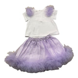 Barcellino Complete 2 Piece T-Shirt-Tulle Skirt Two-Tone White/Lilac For Baby Girl