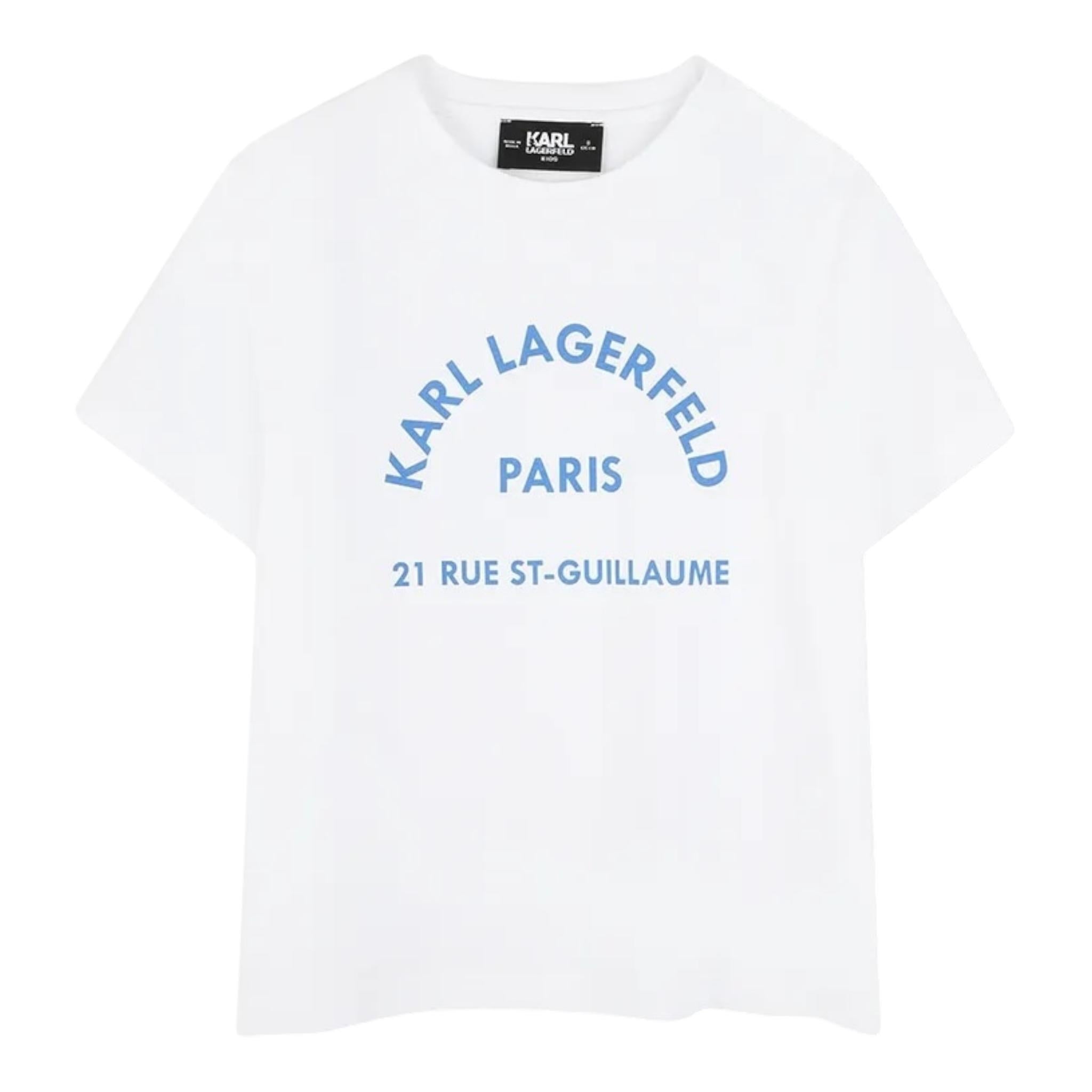 Karl Lagerfeld T-Shirt Girocollo Tinta Unita con Logo per Neonato Z30439 BIANCO KARL LAGERFELD 