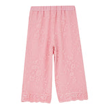 Liu Jo Plain Palazzo Pants With Pink Embroidery For Girls