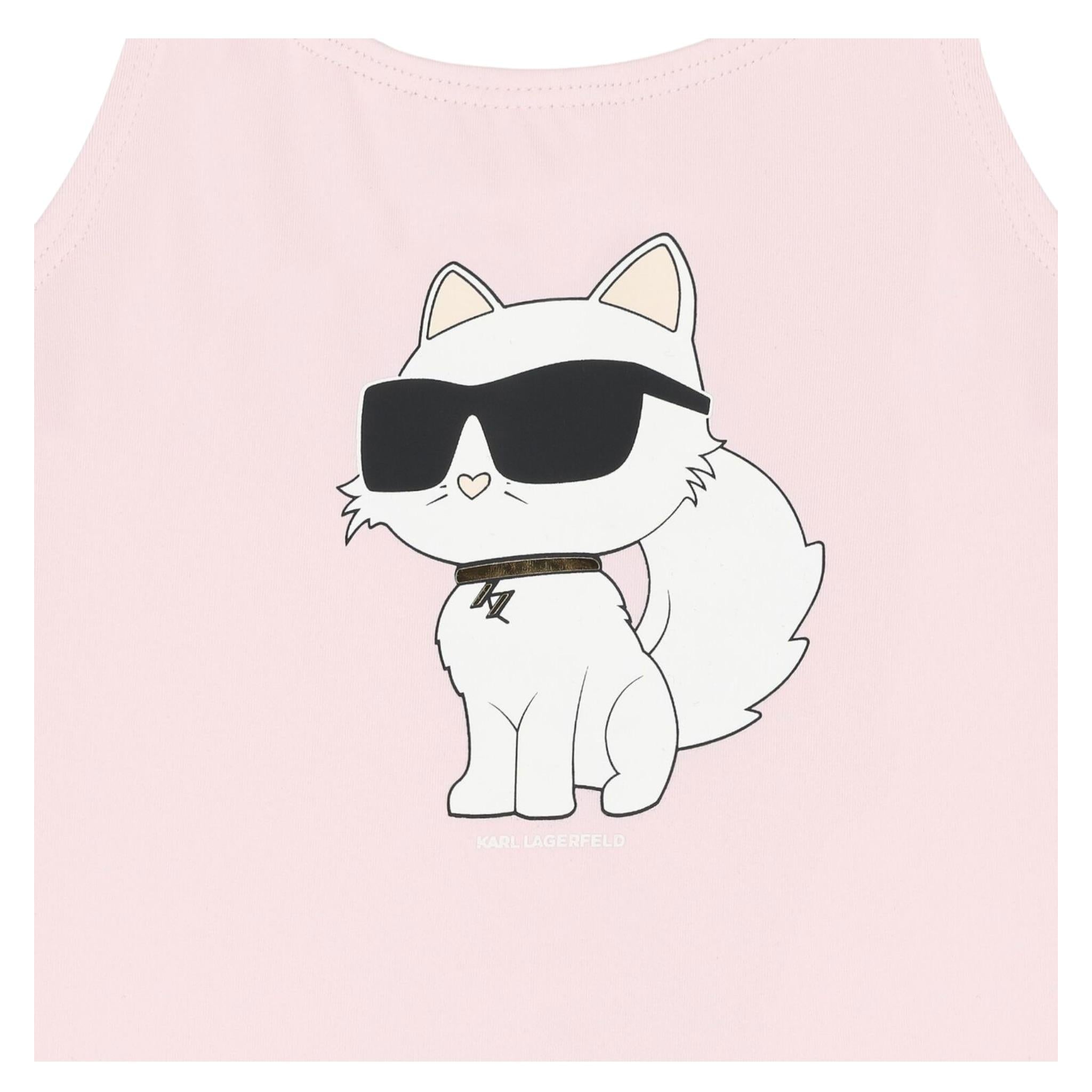 Karl Lagerfeld Costume Intero Tinta Unita con Stampe per Neonata Z30512 ROSA KARL LAGERFELD 
