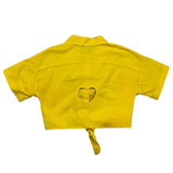 M+E' Plain Half Sleeve Shirt with Yellow Back Hole for Girls