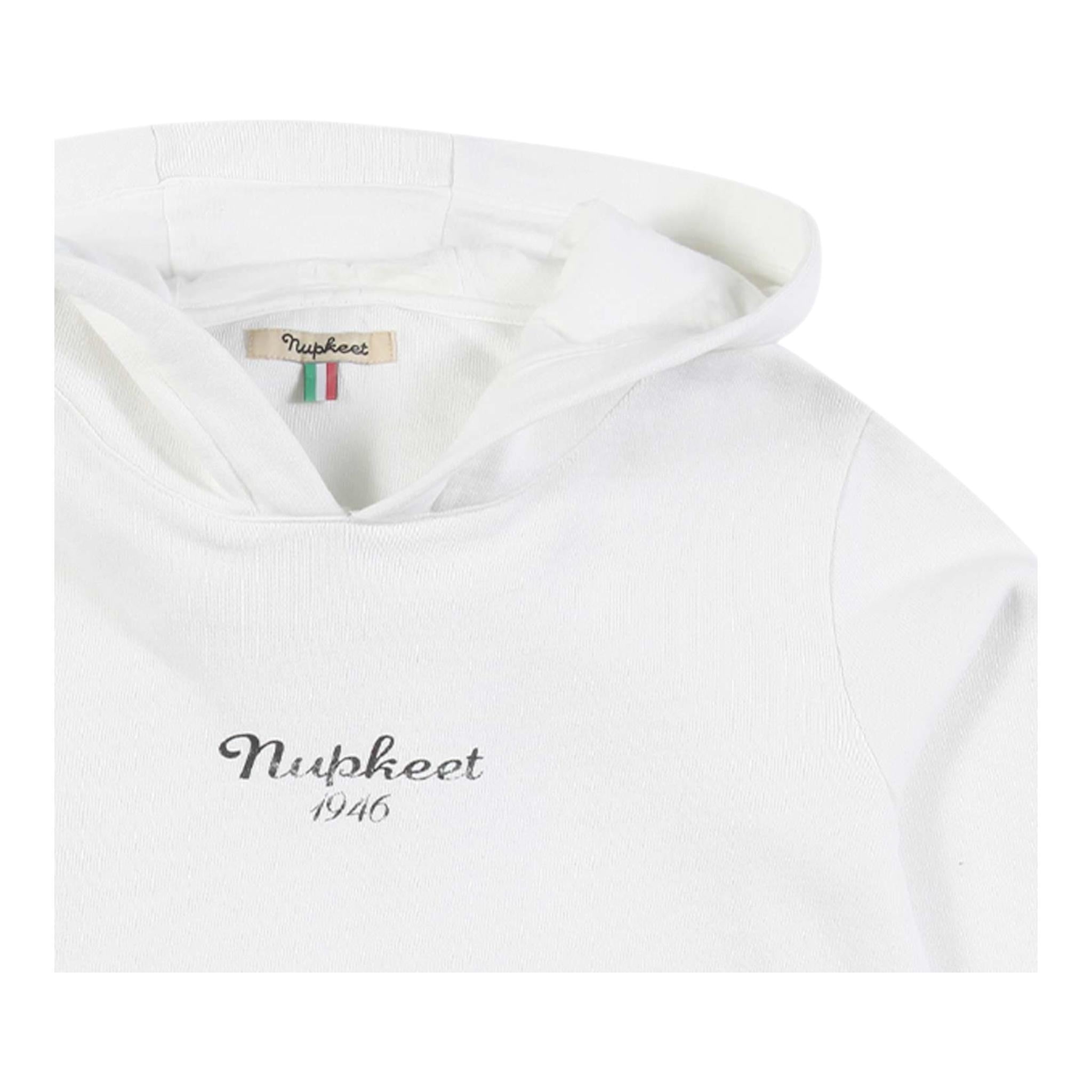 NUPKEET felpa chiusa con cappuccio tinta unita con stampa logo Bianco per Bambino 4DNK315 BIANCO NUPKEET 