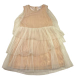 Alice Pi Solid Color Tulle Sand Sleeveless Dress For Girls