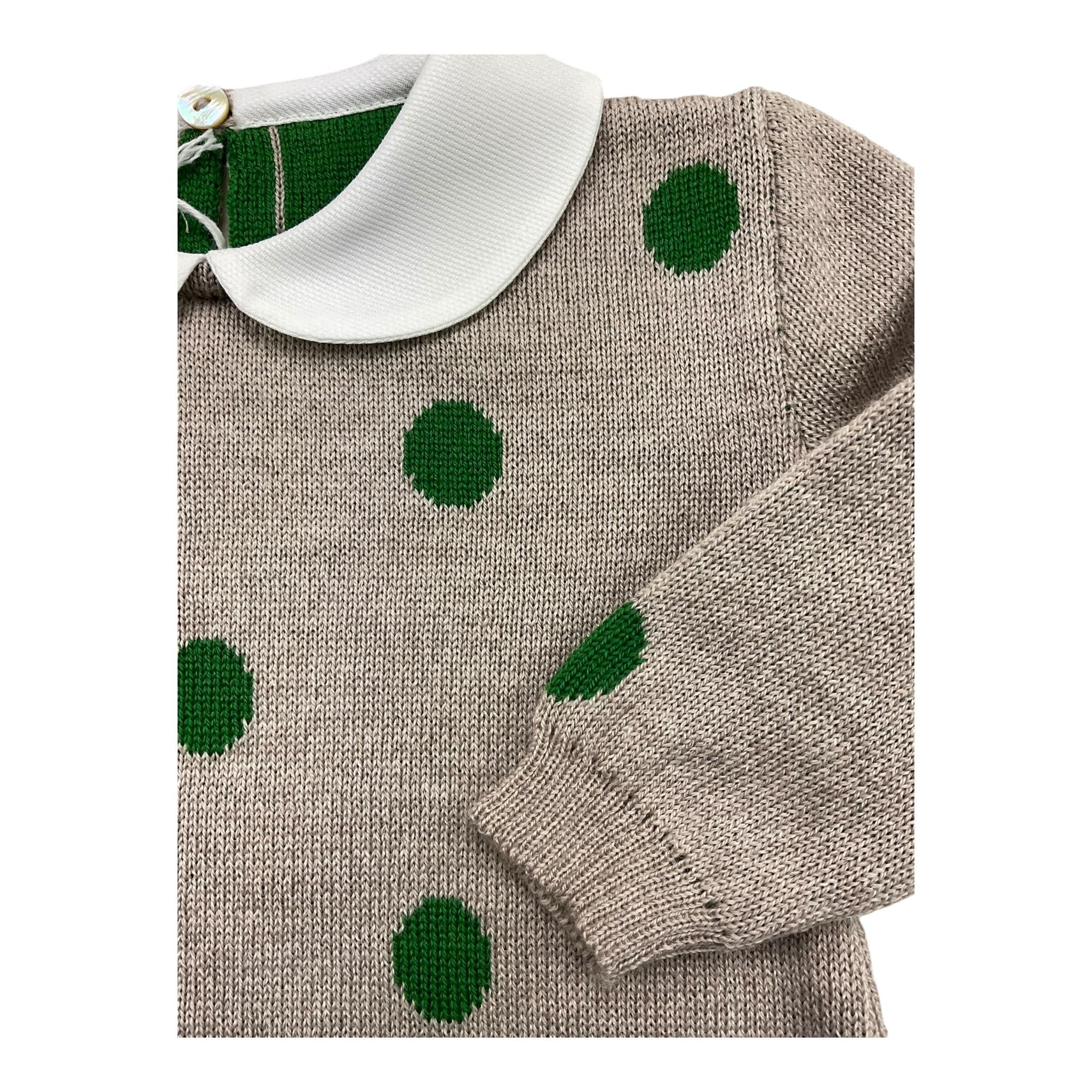 BABY LORD tutina tinta unita con pois in contrasto Fango per Neonata 332 FANGO BABY LORD 