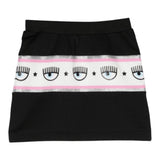 Chiara Ferragni Solid Color Printed Skirt Black For Girls