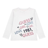 GUESS shirt girocollo tinta unita con stampa in contrasto Bianco per Neonata K4BI05J1314N BIANCO GUESS 