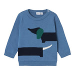 NAME.IT maglia girocollo tinta unita con bassotto Azzurro per Neonato 13231239X AZZURRO NAME.IT 