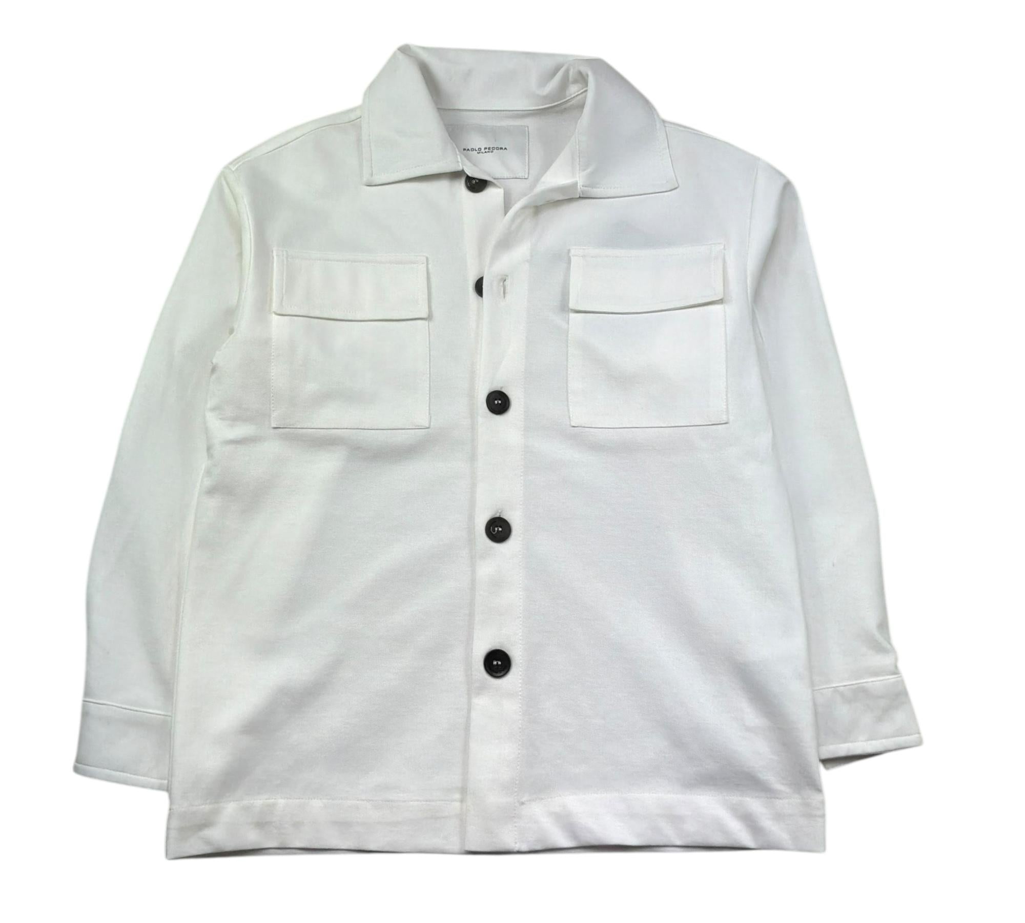 Paolo Pecora Giacca Tinta Unita con Tasconi per Bambino PP4209 BIANCO PAOLO PECORA 