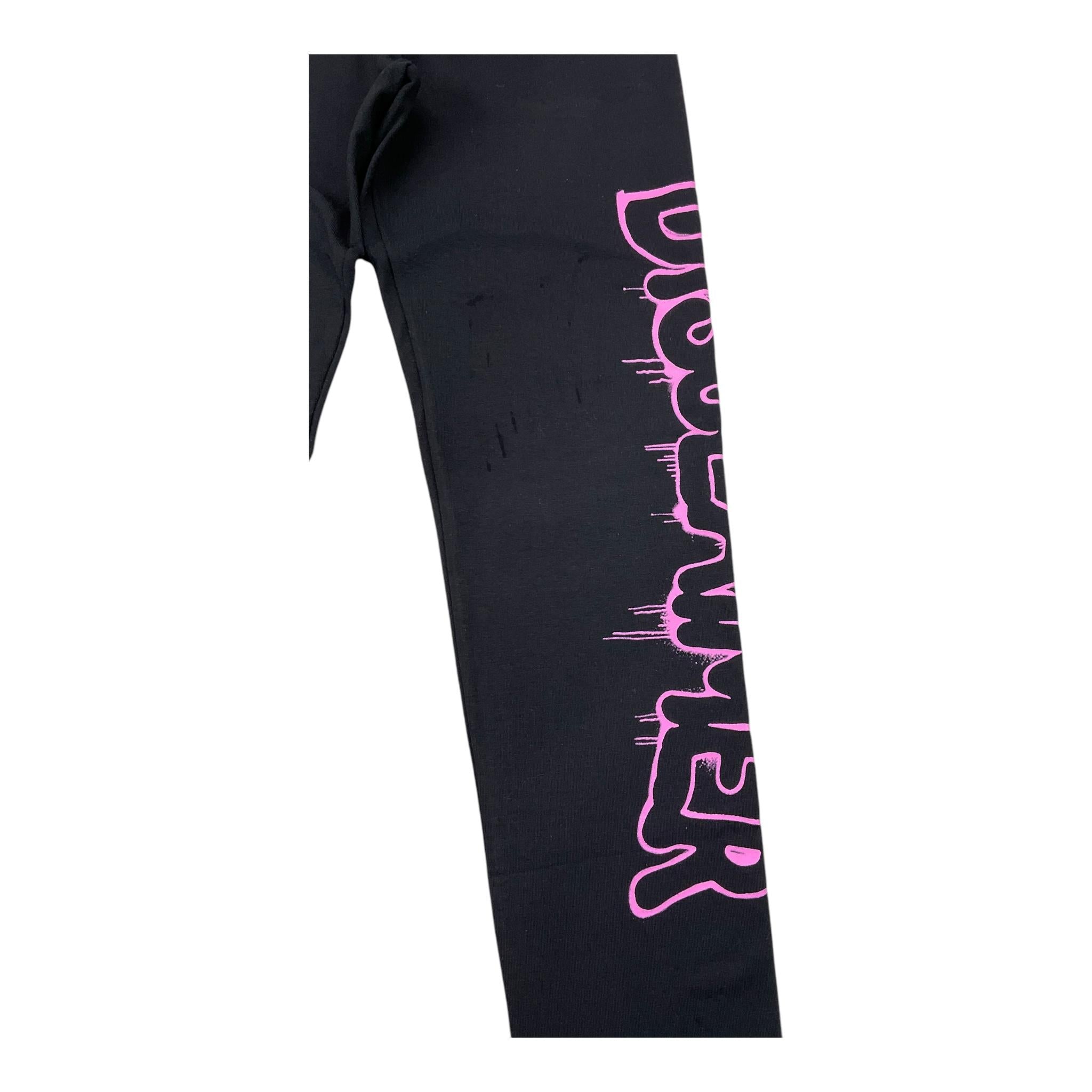 DISCLAIMER leggins tinta unita con stampa logo Nero per Bambina 24IDK58314 NERO DISCLAIMER 