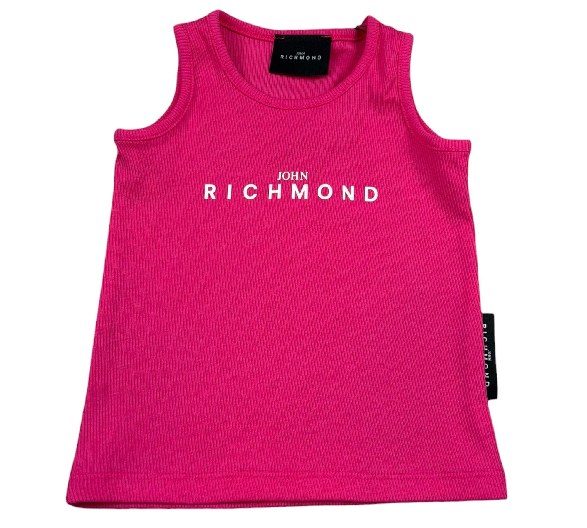 John Richmond Canotta Gircllo Tinta Unita con Logo per Neonata RIP26037CNA FUXIA JOHN RICHMOND 