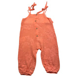 Babidu Solid Color Salmon One-Piece Strap Jumpsuit For Baby Girl
