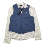 Exclusive 3 Piece Set Shirt-Waistcoat-Bow Tie White/Blue For Boys