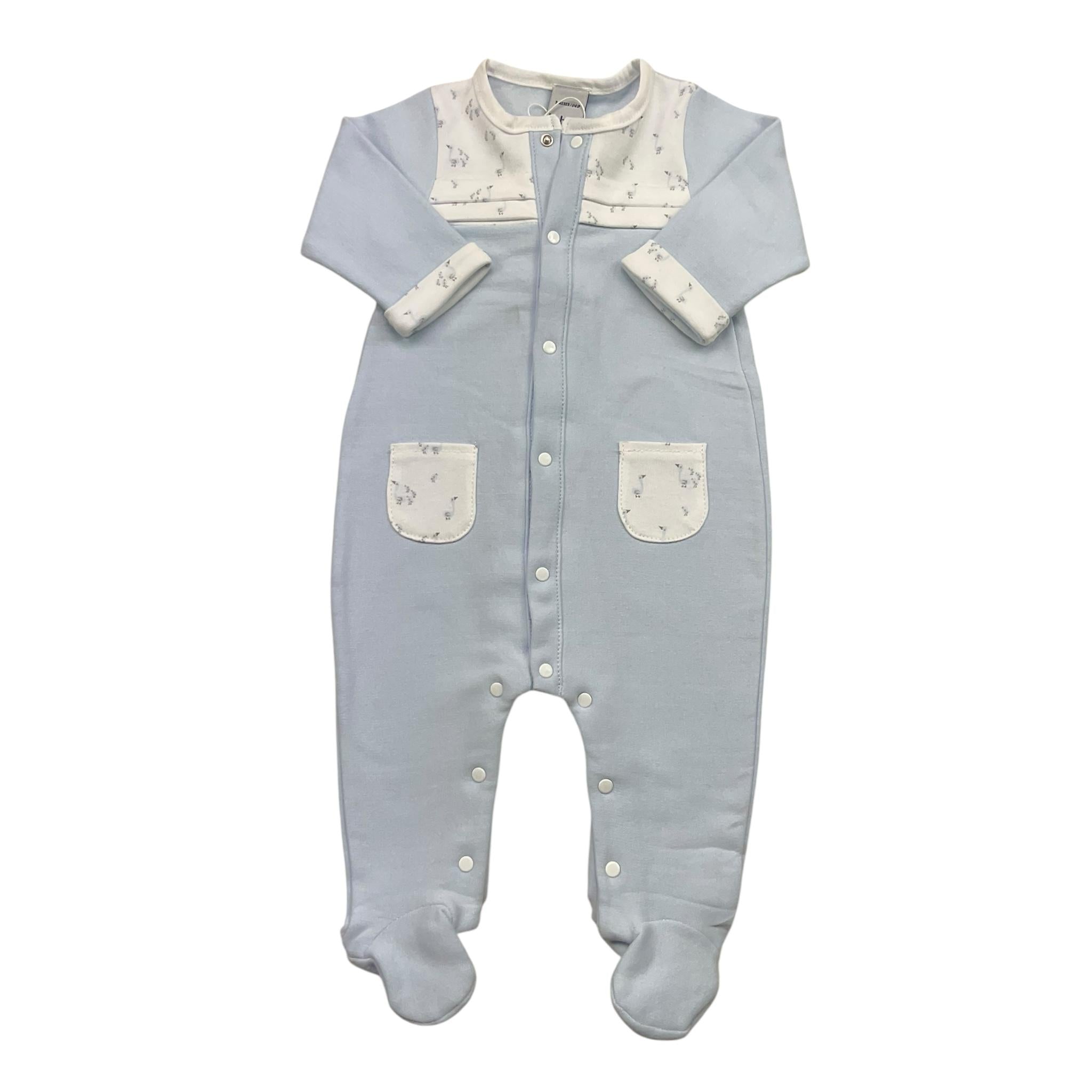 BABIDU tutina bicolore con stampa Azzurro/bianco per Neonato 15188 AZZURRO/BIANCO BABIDU 