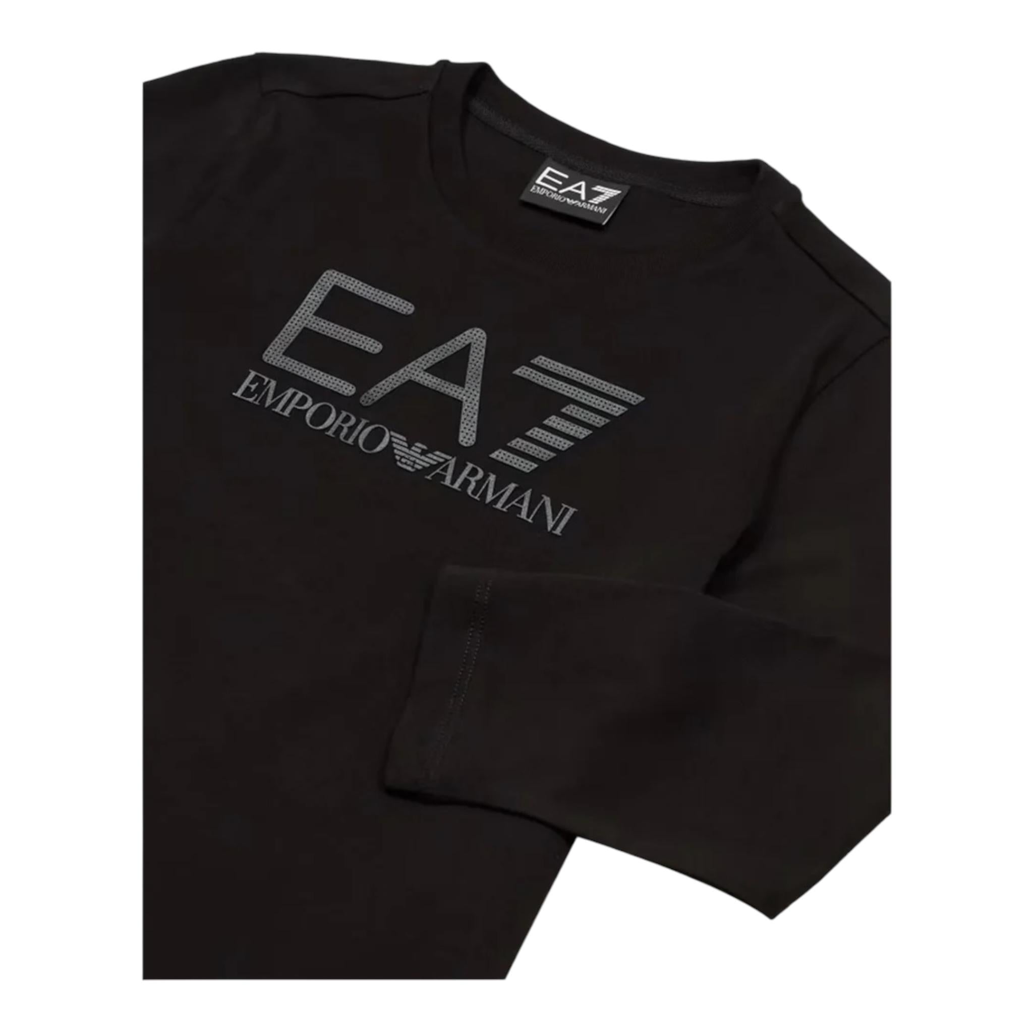 EMPORIO ARMANI shirt tinta unita girocollo con stampa Nero per Bambino 6DBT54 NERO EMPORIO ARMANI 