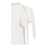 Dou Dou T-Shirt Girocollo Tinta Unita con Fiocco per Bambina DW8A41 BIANCO DOU DOU 
