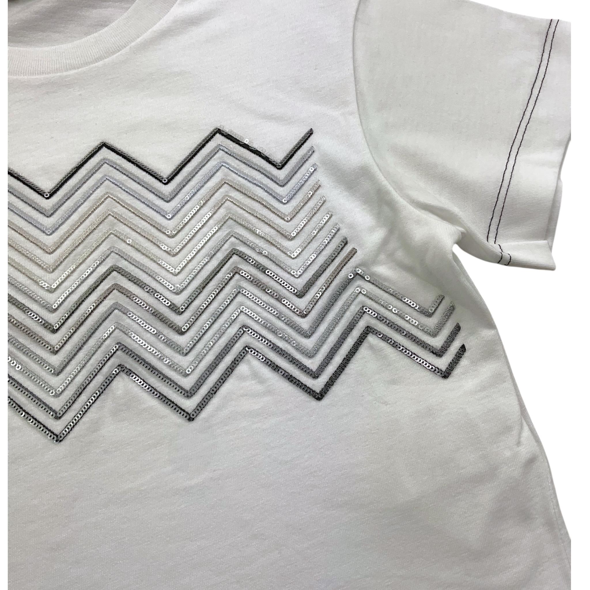 Missoni T-Shirt Girocollo Tinta Unita con Paillettes per Bambina MV8A31 BIANCO MISSONI 